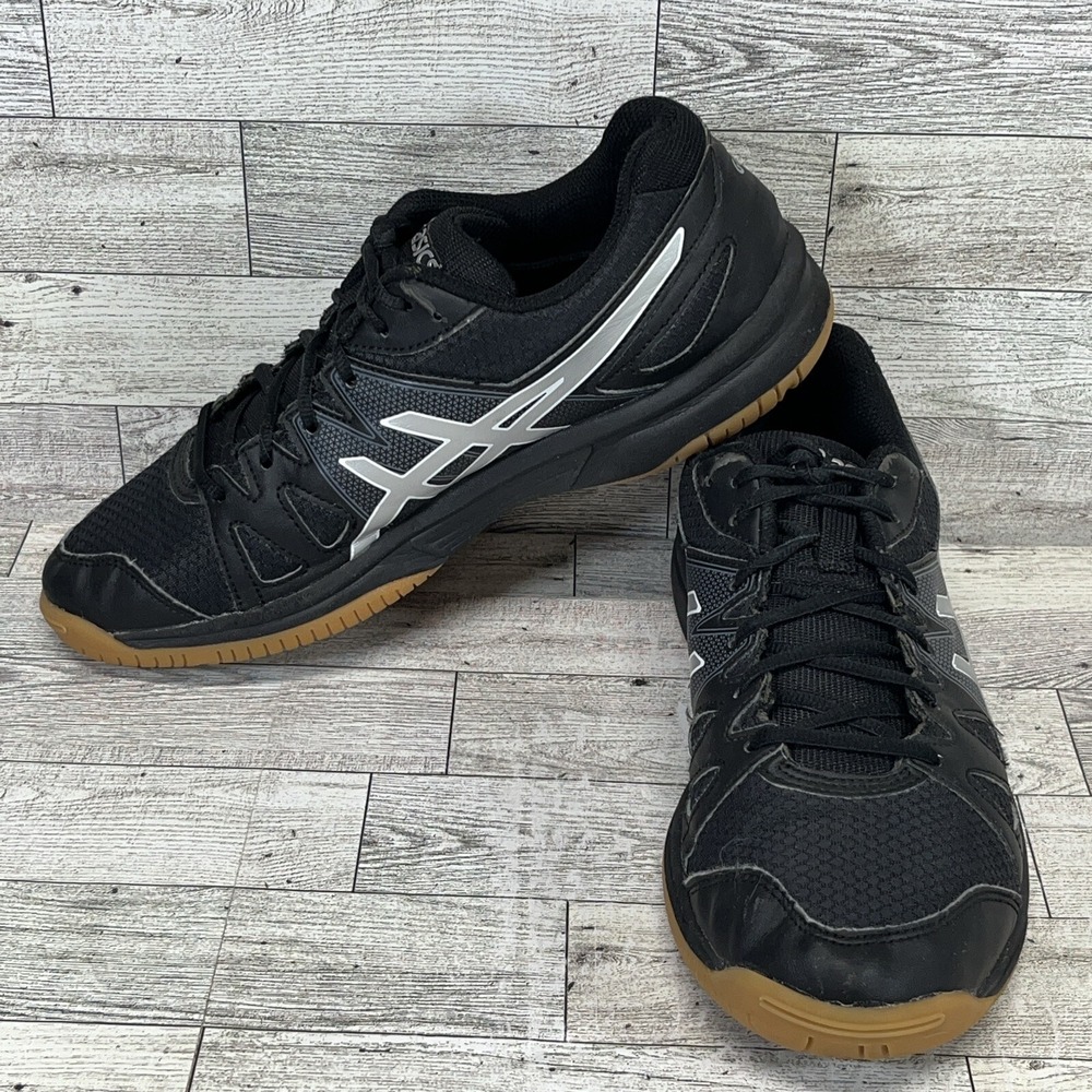 Asics Gel Upcourt Black Silver Volleyball Shoes B450N Women Size 9